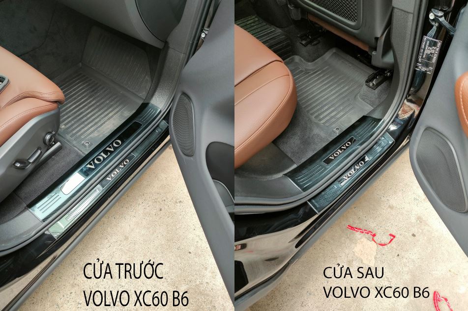 Ốp chống trầy bậc carbon full viền cao su volvo xc60 (8 thanh)